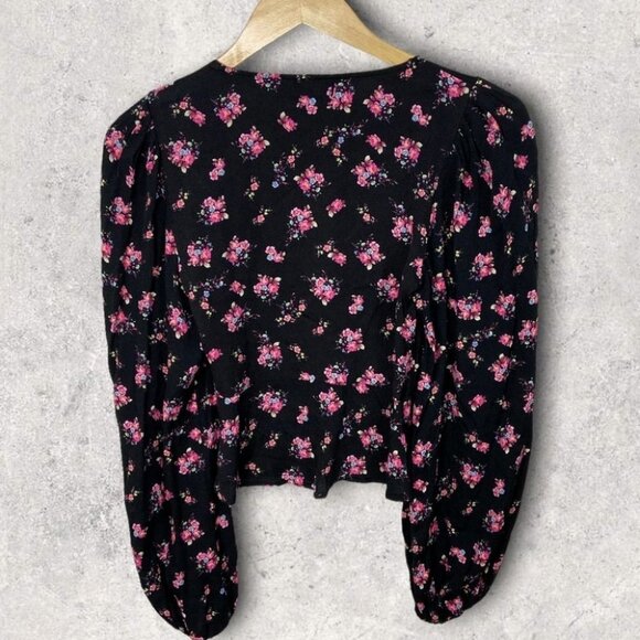 NEW AFRM Hart Floral Print Peplum Cutout Top Bohemian Nordstrom Bell Sleeve Boho - Picture 5 of 15